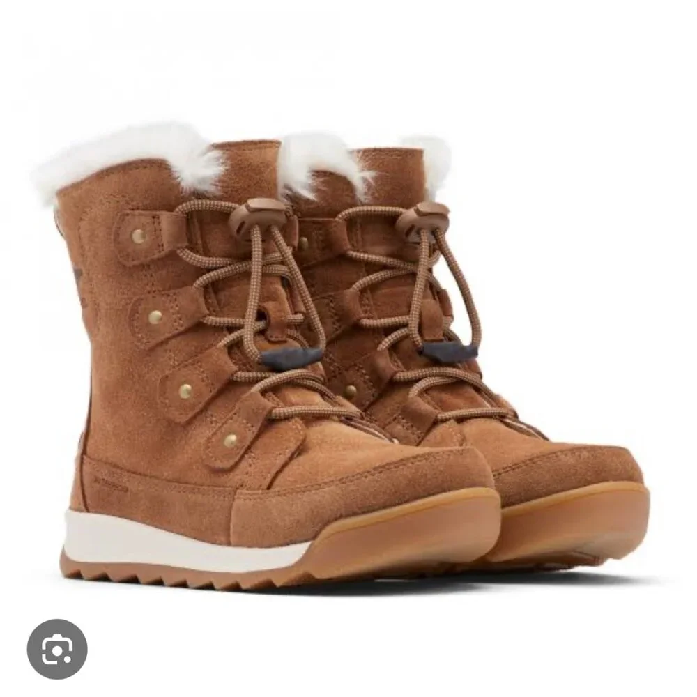SOREL Youth Whitney Joan‎ Lace Brown Suede Waterproof Boots Size 1 NEW